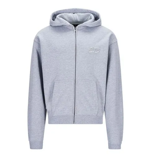 NOFS Grey Embroidery Zipper Hoodie