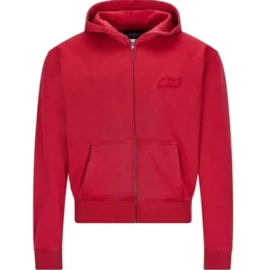 NOFS Red Embroidery Zipper Hoodie