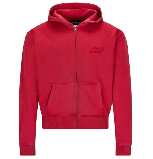 NOFS Red Embroidery Zipper Hoodie