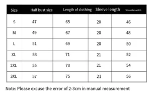 Nofs Tracksuit Summar Collection Size Chart